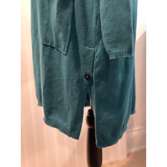 J. Jill Womens Teal Cardigan Sweater M Polyester Wool Blend With Pockets - Picture 6 of 16